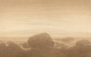 Mondaufgang uber einsamem Ufer by Caspar David Friedrich Oil Painting