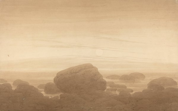 Mondaufgang uber einsamem Ufer by Caspar David Friedrich - Hand-Painted Oil Painting Reproduction
