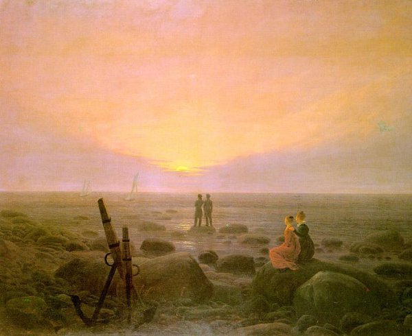 Main Product Photo of Moon Rising Over Sea Painting by Caspar David Friedrich