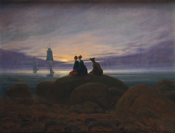 Moonrise over the Sea  by Caspar David Friedrich - Hand-Painted Oil Painting Reproduction