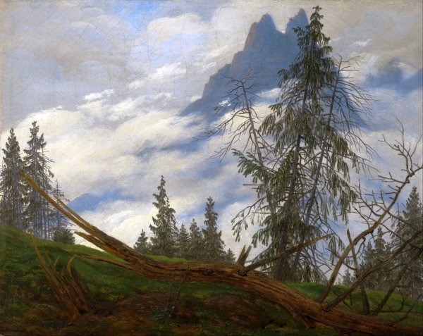Mountain Peak with Drifting Clouds by Caspar David Friedrich - Hand-Painted Oil Painting Reproduction