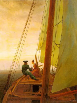 On board a Sailing Ship by Caspar David Friedrich - Oil Painting Reproduction