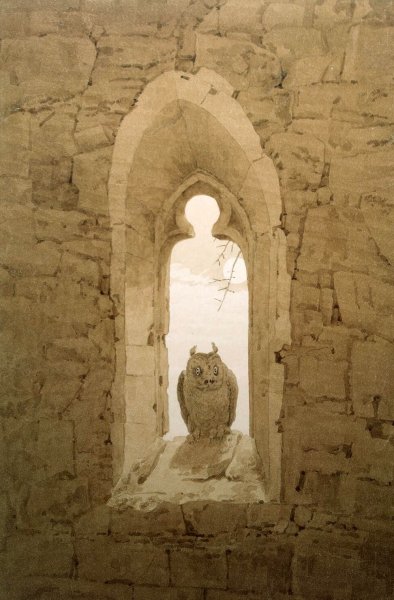 Main Product Photo of Owl in a Gothic Window Painting by Caspar David Friedrich