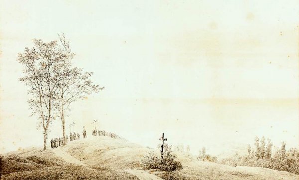 Pilgrimage at Sunset Sunrise by Caspar David Friedrich - Hand-Painted Oil Painting Reproduction