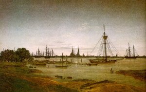 Port by Moonlight by Caspar David Friedrich Oil Painting