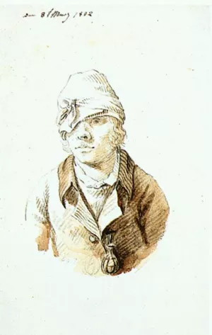 Self-Portrait with Cap and Sighting Eye-Shield by Caspar David Friedrich - Oil Painting Reproduction