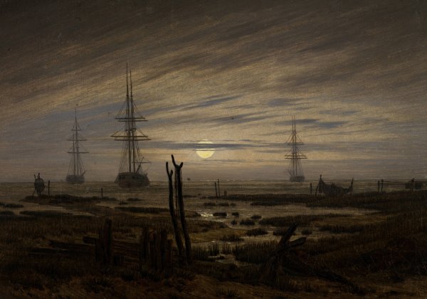 Ships at Anchor by Caspar David Friedrich - Hand-Painted Oil Painting Reproduction