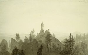 Statue of the Madonna in the Mountains by Caspar David Friedrich Oil Painting