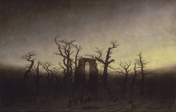 The Abbey in the Oakwood  by Caspar David Friedrich - Hand-Painted Oil Painting Reproduction