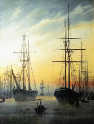 View of a Harbour by Caspar David Friedrich - Oil Painting Reproduction