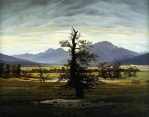 Village Landscape in Morning Light The Lone Tree by Caspar David Friedrich - Oil Painting Reproduction