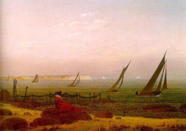 Woman on the Beach of Ruegen by Caspar David Friedrich - Hand-Painted Oil Painting Reproduction