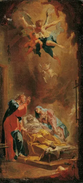 Der Tod des heiligen Joseph by Caspar Franz Sambach Oil Painting