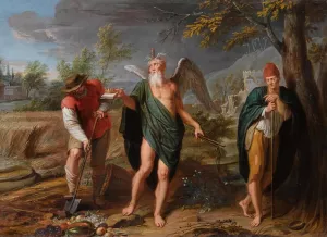 Allegory Of Time, Work And Idleness by Caspar Jacob Van Opstal The Younger Oil Painting
