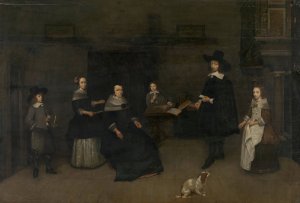 Family Scene by Caspar Netscher Oil Painting