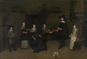 Family Scene by Caspar Netscher Oil Painting
