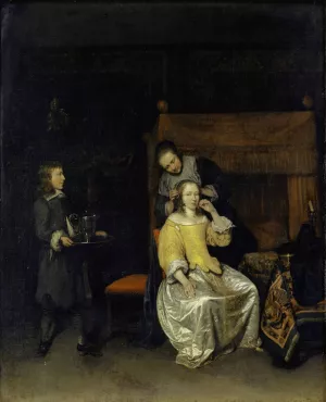 Lady At Her Toilet by Caspar Netscher Oil Painting