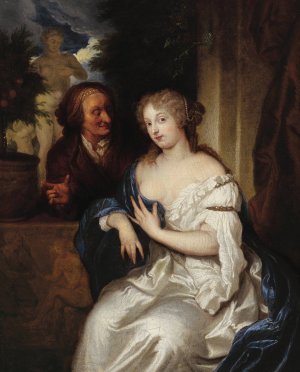 Pomona and Vertumnus by Caspar Netscher Oil Painting