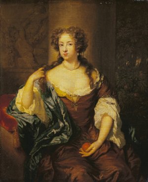Portrait of a Lady with an Orange by Caspar Netscher Oil Painting