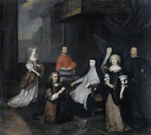 Reception of the Dutch ambassador Hieronymus van Beverningk by the Spanish queen-regent Maria-Anna of Austria, 2 March 1671 by Caspar Netscher Oil Painting