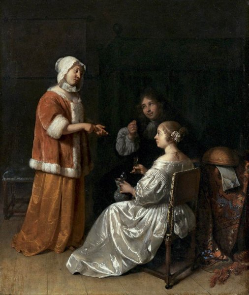 Main Product Photo of The Seduction Painting by Caspar Netscher