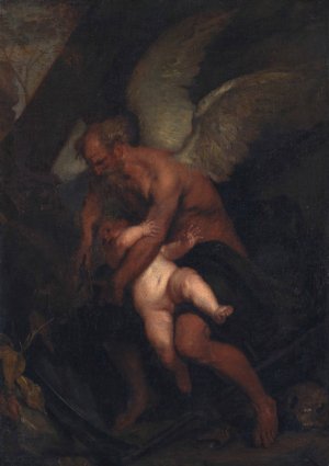 Time Clipping Cupid's Wings by Caspar Netscher Oil Painting