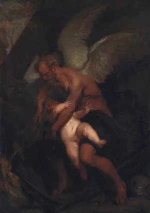 Time Clipping Cupid's Wings by Caspar Netscher Oil Painting