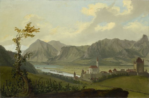 Blick auf Thun mit Stockhornkette und Niesen  by Caspar Wolf - Hand-Painted Oil Painting Reproduction