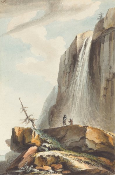 Cascade dessus Wasserberg  by Caspar Wolf - Hand-Painted Oil Painting Reproduction