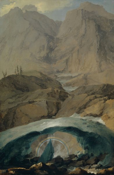 Snow Bridge and Rainbow in the Gadmen Valley  by Caspar Wolf - Hand-Painted Oil Painting Reproduction