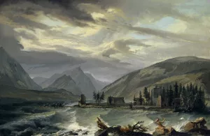 Tempest over the Lake of Thun Oil painting by Caspar Wolf