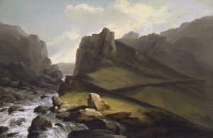 The Old and the New Gotthard Road above Hospental by Caspar Wolf Oil Painting
