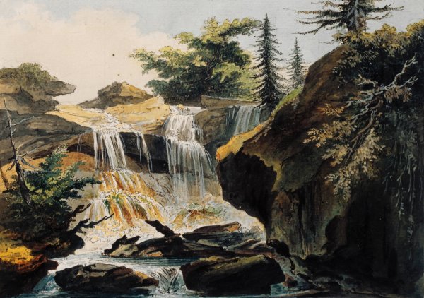 Wasserfall im Tobel bei Muri  by Caspar Wolf - Hand-Painted Oil Painting Reproduction