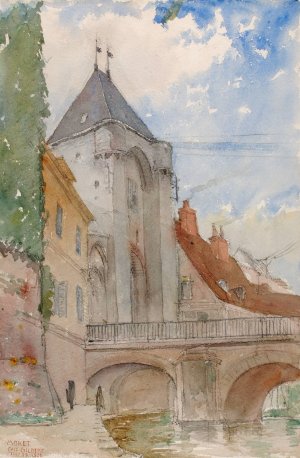 Bridge at Moret, France by Cass Gilbert Oil Painting