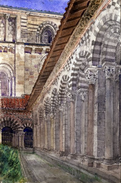 Main Product Photo of Cathedral Cloister at Le Puy  Painting by Cass Gilbert