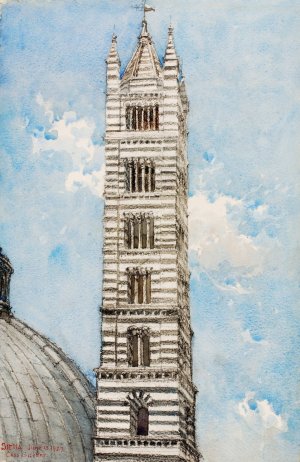 Cathedral Tower, Siena by Cass Gilbert Oil Painting