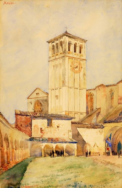 Church of St. Francis, Assisi  by Cass Gilbert - Hand-Painted Oil Painting Reproduction