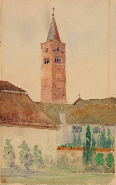 Church Tower, Italy  by Cass Gilbert - Hand-Painted Oil Painting Reproduction