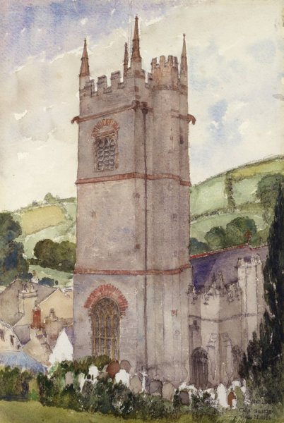 Main Product Photo of Church Tower, Marldon  Painting by Cass Gilbert