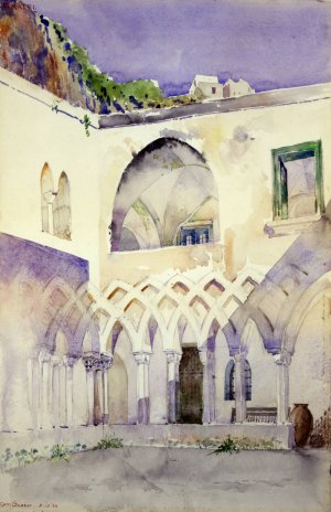 Courtyard, Capucine Monastery, Amalfi by Cass Gilbert Oil Painting
