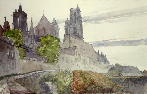 Main Product Photo of Laon Cathedral, France  Painting by Cass Gilbert