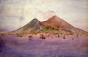 Mt. Vesuvius from the Bay of Naples by Cass Gilbert Oil Painting
