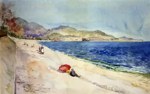 On the Beach below the Promenade des Anglais, Nice, France by Cass Gilbert On the Beach below the Promenade des Anglais, Nice, France Oil painting by Cass Gilbert