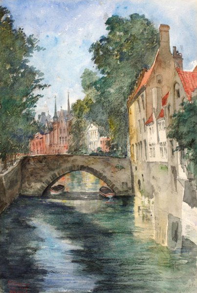 Main Product Photo of On the Canal, Bruges  Painting by Cass Gilbert