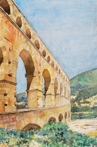 Main Product Photo of Pont du Gard, France  Painting by Cass Gilbert