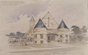 Preliminary study for an Armory Building for Shattuck School, Faribault, Minnesota by Cass Gilbert Oil Painting