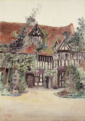 The Smaller Courtyard, Hotel Guilleaume le Conquerant, Dives, France by Cass Gilbert Oil Painting