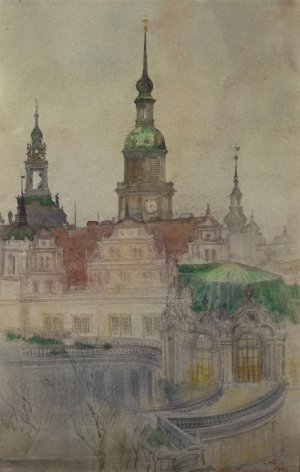 The Zwinger Towers, Dresden by Cass Gilbert Oil Painting