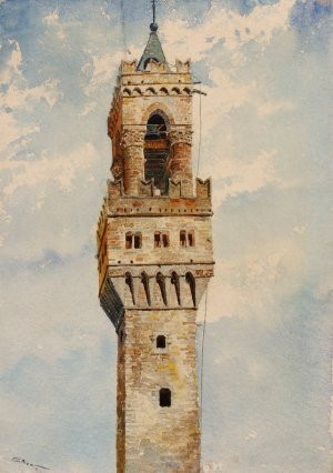 Tower of Palazzo Vecchio, Florence, Italy by Cass Gilbert Oil Painting