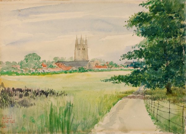 Wells Cathedral, England  by Cass Gilbert - Hand-Painted Oil Painting Reproduction